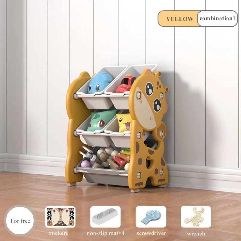 Estante Bau Infantil Caixa Organizadora de Brinquedos Armario Quarto Amarelo Girafinha - 2