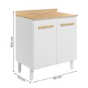 Ver imagem 4 de Balcão Intenza com Tampo 80 Cm e 2 Portas Branco