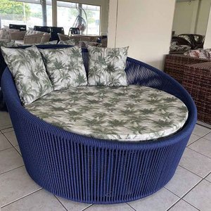 Chaise Palmeira Em Corda Náutica Azul - Tecido Trancoso