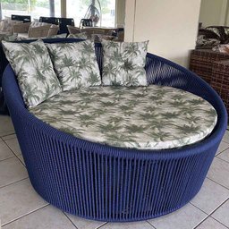 Chaise Palmeira Em Corda Náutica Azul - Tecido Trancoso - 2