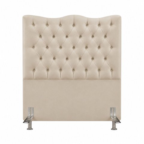 Cabeceira Espanha Solteiro Estofada Capitonê 90 cm Suede:Bege