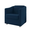 Ver imagem 4 de Kit 2 Poltronas Decorativa Ana Suede Azul Marinho Pés Cromado - Pallazio