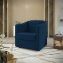 Ver imagem 2 de Kit 2 Poltronas Decorativa Ana Suede Azul Marinho Pés Cromado - Pallazio