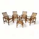 Ver imagem 3 de Kit 4 Cadeiras Poltronas + Mesa Centro Bambu Vime Fábrica