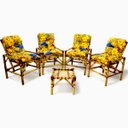 Ver imagem 1 de Kit 4 Cadeiras Poltronas + Mesa Centro Bambu Vime Fábrica