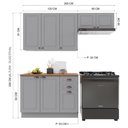 Ver imagem 4 de Armário de Cozinha Modulada Compacta Fidelitá Nara 100% MDF 3 Peças 200cm 8 Portas 2 Gavetas com