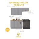 Ver imagem 5 de Armário de Cozinha Modulada Compacta Fidelitá Nara 100% MDF 3 Peças 200cm 8 Portas 2 Gavetas com