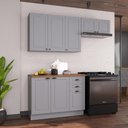 Ver imagem 1 de Armário de Cozinha Modulada Compacta Fidelitá Nara 100% MDF 3 Peças 200cm 8 Portas 2 Gavetas com
