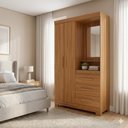 Ver imagem 4 de Guarda-roupa Notável Nt 6020 3 Portas 108cm em Mdp com Espelho e Portas de Bater Freijó