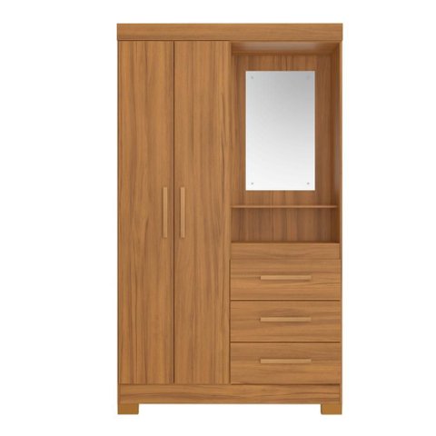 Guarda-roupa Notável Nt 6020 3 Portas 108cm em Mdp com Espelho e Portas de Bater Freijó