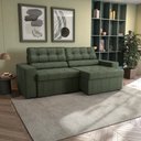 Ver imagem 1 de Sofá Retrátil com Baú Space 260cm Suede Mescla Verde Kappesberg