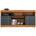 Ver imagem 5 de Rack para Sala de Estar TV 47 pol com Rodízios Raya C04 Noce Milano Preto Fosco - Lyam Decor