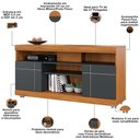 Ver imagem 3 de Rack para Sala de Estar TV 47 pol com Rodízios Raya C04 Noce Milano Preto Fosco - Lyam Decor