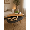 Ver imagem 2 de Conjunto de Mesa de Centro de Metal Orgânica Pietra Industrial Cor: Freijó/Preto