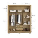 Ver imagem 4 de Kit Guarda Roupa Casal 3 Portas 2 Gavetas com Espelho e Cômoda Sapateira 1 Porta 4 Gavetas