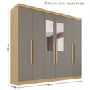 Ver mais imagens de Guarda-Roupa de Canto com Espelho Modulado 11 Portas 2 Gavetas Brasil Cinza/Jequitibá/Granizo