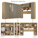 Ver imagem 4 de Guarda-Roupa de Canto com Espelho Modulado 11 Portas 2 Gavetas Brasil Cinza/Jequitibá/Granizo