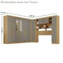 Ver imagem 3 de Guarda-Roupa de Canto com Espelho Modulado 11 Portas 2 Gavetas Brasil Cinza/Jequitibá/Granizo