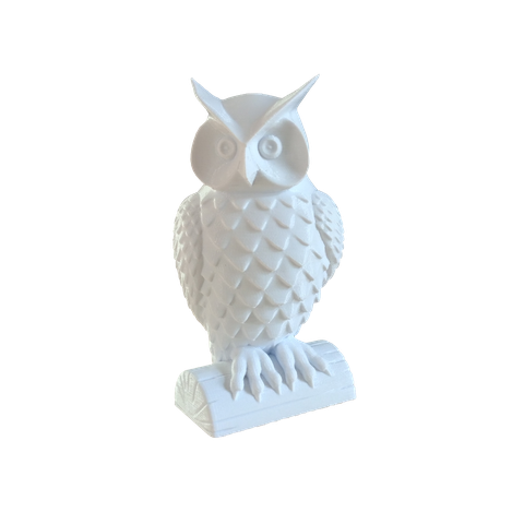 Coruja Decorativa - 15 Cm De Altura - Decoração sala, escritório - Toque 3D:Branco