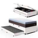 Ver imagem 1 de Cama Box Baú com Colchão de Espuma D33 Pillow Top Comfort Luxo + Auxiliar Unique Solteiro 88cm