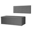 Ver imagem 1 de Kit Cabeceira Painel e Calçadeira Baú Queen 1,60m Berlim Suede Cinza Sky Mobile