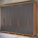 Ver imagem 1 de Guarda Roupa Casal 239cm 8 Portas 4 Gavetas com Pés Vortex Jatobá/Grafite S01 - Mpozenato