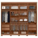 Ver imagem 5 de Guarda Roupa Casal 239cm 8 Portas 4 Gavetas com Pés Vortex Jatobá/Grafite S01 - Mpozenato