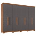 Ver imagem 2 de Guarda Roupa Casal 239cm 8 Portas 4 Gavetas com Pés Vortex Jatobá/Grafite S01 - Mpozenato