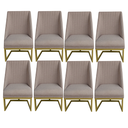 Ver imagem 1 de Kit 08 Cadeiras Para Sala de Jantar Ana Base de Ferro Linho Bege D'Classe Decor
