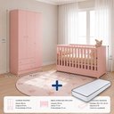Ver mais imagens de Kit Quarto de Bebê Doce Sonho com Berço Mini Cama Guarda Roupa 3 Portas e Colchão D18 130x70 Movellu