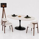 Ver imagem 3 de Mesa de Jantar Saarinen Oval 180x100 cm Tampo Quartzito Taj Mahal e Base Laca Preta