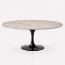 Ver imagem 1 de Mesa de Jantar Saarinen Oval 180x100 cm Tampo Quartzito Taj Mahal e Base Laca Preta