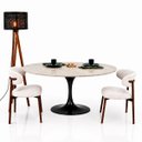 Ver imagem 2 de Mesa de Jantar Saarinen Oval 180x100 cm Tampo Quartzito Taj Mahal e Base Laca Preta
