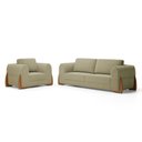 Ver imagem 1 de Kit Poltrona e Sofá Bloom 160cm 02 Lugares com Pés de Madeira Bouclê Bege - Desk Design