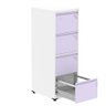 Armário de Arquivo Oficio 4 Gavetas Pandin 47 Cm (larg) Aço Branco C/ Frente Gaveta Lilás C/ - 2