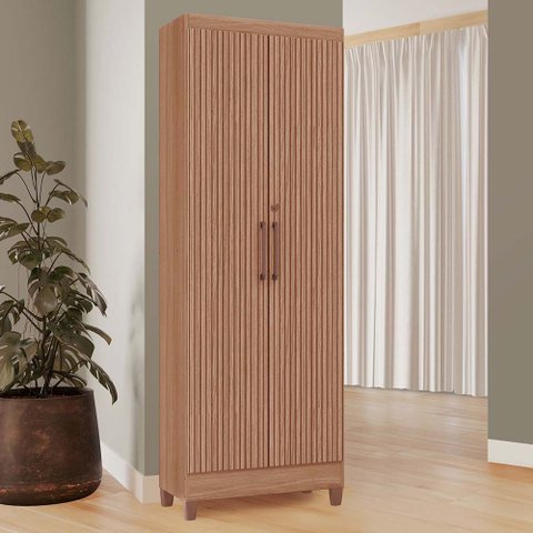 Armário Multiuso Slim 100% MDF 2 Portas com Chave e Kit de Pés