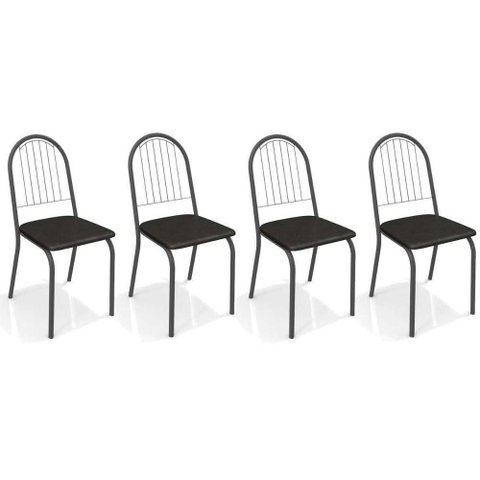 Cadeira de Cozinha Noruega 2c077 Kit 4 Un Preto Fosco Courano Preto 110