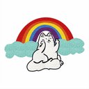 Ver imagem 6 de Tapete Capacho Gato no Arco Iris Lgbt 80x55 Cm no Formato.:verde Piscina