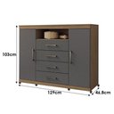 Ver imagem 4 de Guarda Roupa Casal com Cômoda Ripado 6 Portas 4 Gavetas MDF-MDP Jatobá Grafite Santos Andirá