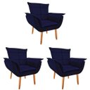 Ver imagem 1 de Kit 3 Poltronas Opala GatMagazine-Suede Azul Marinho