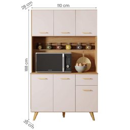 Armario Cozinha Livia com 6 Portas e 1 Gaveta Freijo Uv/off Acetinado - 4