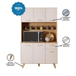 Armario Cozinha Livia com 6 Portas e 1 Gaveta Freijo Uv/off Acetinado - 5