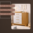 Ver imagem 2 de Cômoda Sapateira Malibú com Pés para Quarto 4 Gavetas e Porta com Prateleira em MDP - Frejó