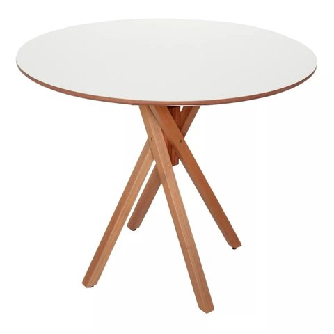 Mesa Redonda de Madeira - June de 80cm Cor Branca