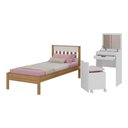 Ver imagem 1 de Cama de Solteiro para Colchão 88 X 188 Cm com Penteadeira 54cm e Puff Multimóveis Cr40121