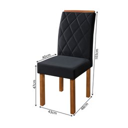 Kit 10 Cadeiras de Jantar Estofada Iza Base Madeira Maciça Tecido Veludo Preto - 4
