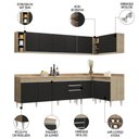 Ver imagem 3 de Armário de Cozinha Modulado de Canto 7 Peças Cp35 Balcão com Tampo Castanho/preto - Lumil Lumil Móve