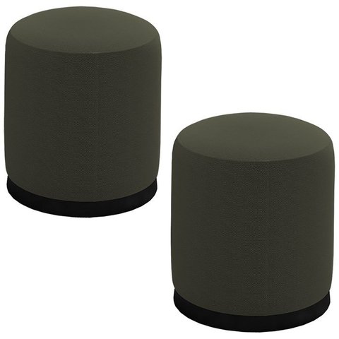 Kit 2 Puff Puf Para Sala Base Metal Saien Linho SL 74 Peer