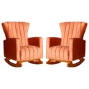 Ver imagem 1 de Conjunto 2 Poltronas Estofadas de Balanço Melinda Veludo Terracota - LM DECOR