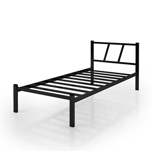 Cama Solteiro Preto Tubolar De Ferro